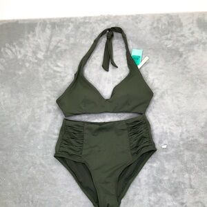 Sea Level Swim 2 Piece Olive Greed Bikini Size 4 New